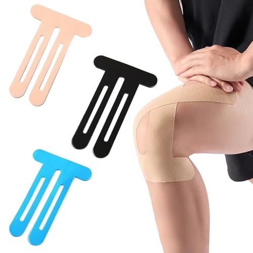 Cinta de kinesiología de rodilla precortada (10 tiras, 22 x 25 cm), soporte impermeable y transpirable para correr, ciclismo, estabilidad deportiva, color negro