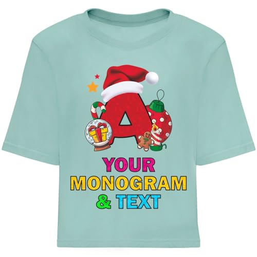 Haut court de Noël pour femme t-shirt alphabet personnalisé vêtement festif fille maman