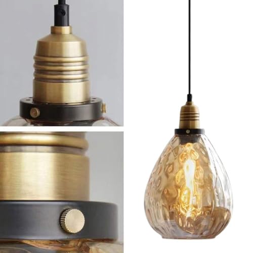 Lámpara colgante de cristal ámbar regulable con 1 luz para comedor 8