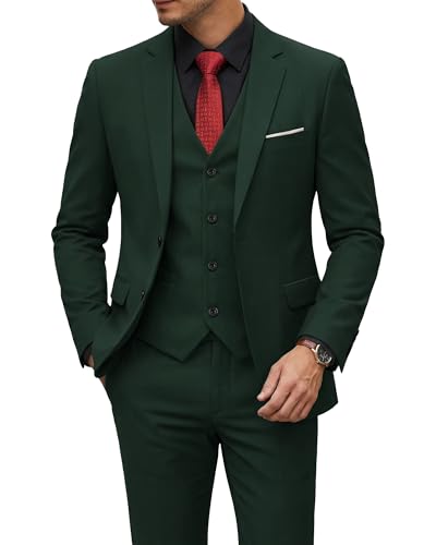 YND Men's 3 Piece Suit Set with Tie, 2 Button