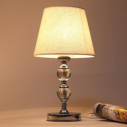 Le lampade da tavolo a sfera di cristallo 2 comodino, lampada da comindiatrice moderna decorativa semplice lampada luminosa notturna con paralume bianco for la camera da letto soggiorno
