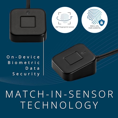 Image of Kensington Upgraded VeriMark Desktop 2.0 USB Fingerprint Reader Supports USB-C and USB-A - Windows Hello with ESS, Windows 11 Fingerprint Scanner for PC, FIDO U2F, FIDO2, TAA Compliant (K64741WW)