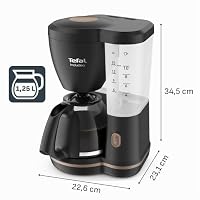 Tefal Includeo Filterkaffeemaschine, extrem einfach zu bedienende Kaffeemaschine, geeignet für Rechts- und Linkshänder, automatische Deckelöffnung, 1,25 l, 10 bis 15 Tassen, CM533811 – Ansicht 3