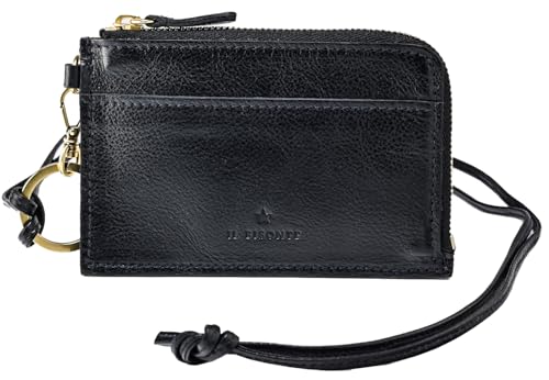イルビゾンテ IL BISONTE コインケース ネックストラップ付 L字ファスナー メンズ レディース 小銭入れ バケッタレザー ブラック SCP064PV0001BK159B [並行輸入品]