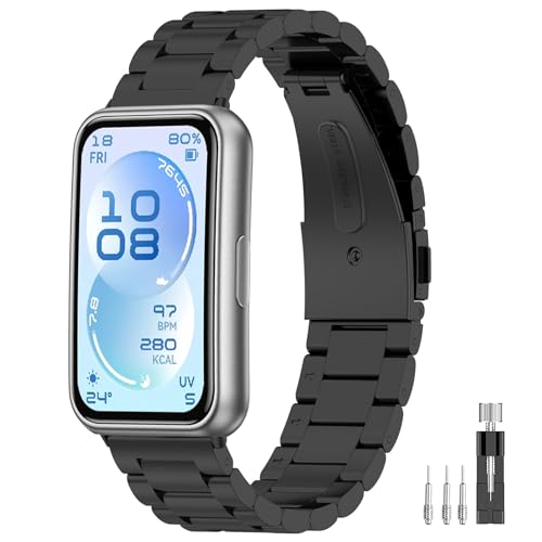 [PONATTENO] �����p�x���g For HUAWEI Band 11 Pro/Aluminum Edition �X�}�[�g�E�H�b�`�o���h QuickFit ���^�� �X�e�����X�� �ȒP���t�� �h�� �h�� �y�� �r�W�l�X �j�����p �����������t�� (�u
