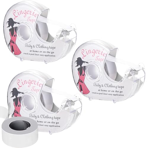 La mejor comparación de Cinta adhesiva para lencería para Mujer al mejor precio. 39 3 rollos Cinta Doble Cara para Ropa de 5 Metros, Cinta Adhesiva Invisible para Piel, Invisible sin Trazos, Antideslizante, Respetuoso con La Piel, Pegajosidad Fuerte, Adecuado para...