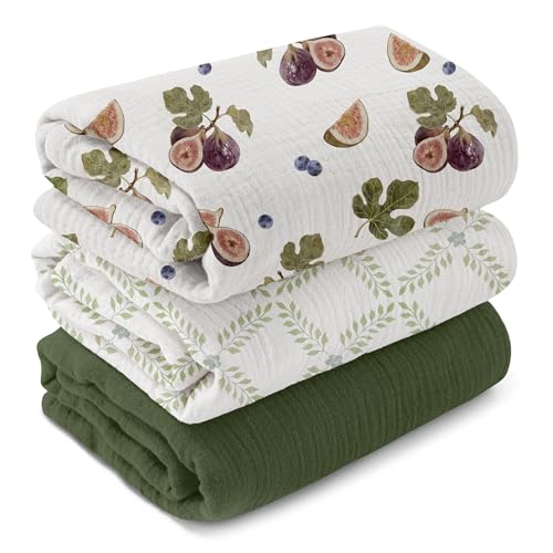 Image of GLLQUEN BABY Muslin Swaddle Blankets for Newborns, Large 40''x38'', 3-Pack | 3Pk, 100% cotton, ultra soft and breathable, gentle on sensitive newborn skin, Multi-use as swaddle wrap, receiving blankets