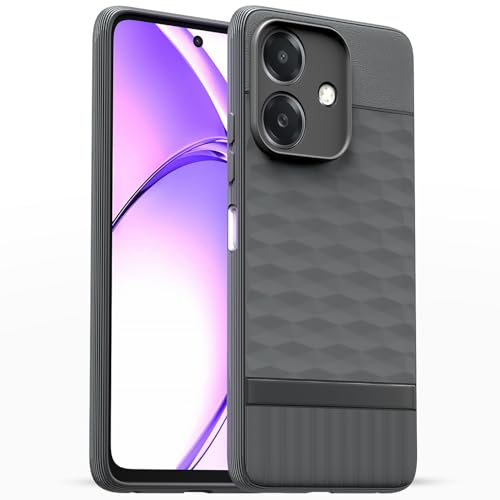 Image of Pikkme Back Cover for Oppo A3x 5G / A3x 4G / A3 5G Camera Protection 3D Hexa Cube Design Silicone Protective Bumper Case (Grey)