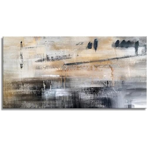 Toile d'art mural gris noir abstrait cadre intérieur 80x160 cm