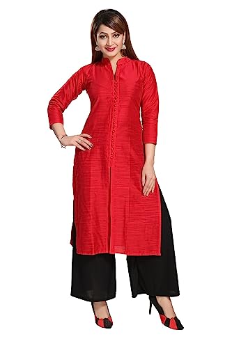 Image of DREAM & DZIRE Women's Silk Blue Straight Kurti for All Plus Size and Small Size