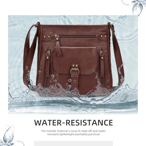 Image of Crossbody Bags for Women Medium PU Leather Multi Pocket Shoulder Purses