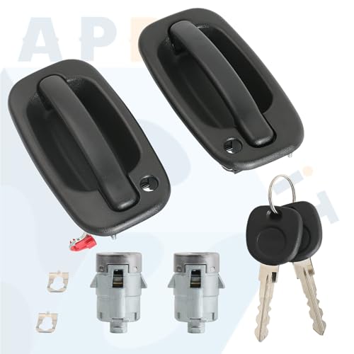 APPERFiT Exterior Door Handles w/Lock Cylinders & Keys Compatible with 2001-2007 Classic Chevrolet Chevy Silverado/GMC Sierra 1500 2500 3500 Suburban Tahoe Yukon 19356468 19356471 by APPERFiT - Used condition - Image 2