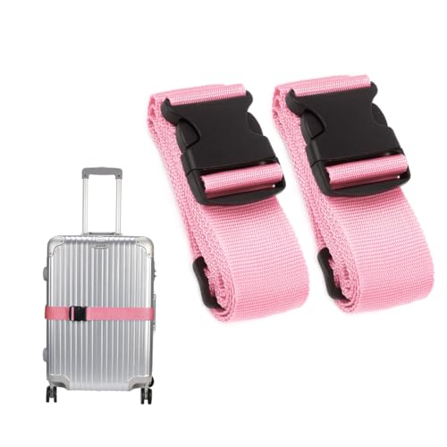 Luggage Straps for Suitcase Heavy Adjustable Suitcase Straps with Quick Release Buckle Suitcase Identifier Bands for Travel Case Non-Slip Travel Belt Travel Accessories (Pink, 2pcs)