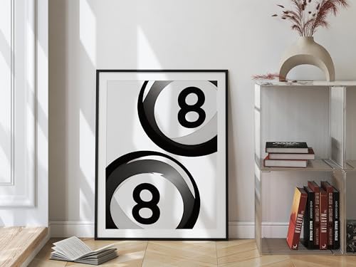 Affiche artistique Lucky 8 en impression peinture rétro sur toile avec cadre