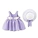 Borlai - Vestito da principessa senza maniche, con motivo floreale, con cappello di paglia Griglia viola. 12 mesi