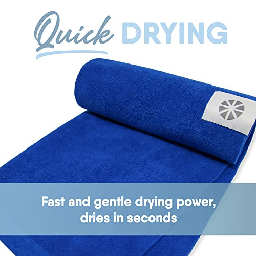 MICRODRY Wonder Towel - Ultra Absorbent Luxury Fitness Workout Towel, Microfiber Cooling Towel for Face and Neck, Quick Drying, Soft to Touch, Exercise at Home or Gym, Great for Yoga, 16x28, Blue