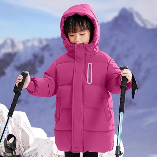 Girls Thick Hooded Down Jackets Kids Knee Length Lightweight Winter Outwear Zip up Padded Quilted Puffer Coats3