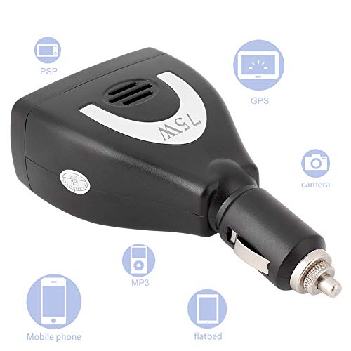 KIMISS Przetwornica samochodowa 75W 12V DC na 220V AC z USB, for ładowania w aucie - podwójne gniazda, kompaktowa