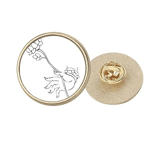 Broche ronde main de lotus en métal doré aux finitions prestigieuses