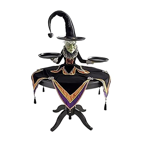 Zgs78hh Halloween Witch Tabletop Server,Harlequin Tablecloth Cupcake Display Stand
