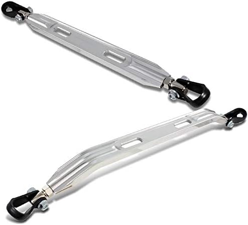 HYPERSPEED Strut Bar Front + Rear Lower Tower Brace Bar 2PCS CNC Aluminum Compatible with Honda Civic/CRX/Civic Del Sol Fit for Acura Integra, Automotive Replacement (Front+Rear(23") Lower, Silver)
