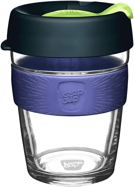 KeepCup Brew, Reusable Glass Tumbler with Spill-proof lid, Tall Coffee Cup 12oz/340ml - Matcha