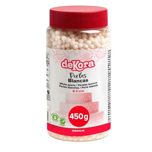 dekora | Perle Di Zucchero Per Decorazioni Di Torte | Bianco, Ø 0,5 cm, 450 Gr | Decorazioni Speciali | Torte, Cupcakes, Festeggiamenti