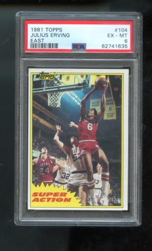 1981-82 Topps 104 Julius Erving Dr. J. PSA 6 Graded Basketball Card NBA Super Action SA East Philadelphia 76ers 1981-1982 81-82