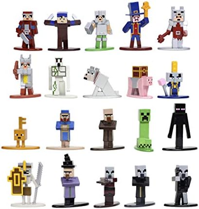 Jada Toys Minecraft Dungeons Nano Metalfigs 1.65" Die-cast Collectible Figures 20-Pack Wave 4, Toys for Kids and Adults Silver