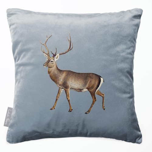 Image of Izabela Peters Stag Recycled Velvet Cushion, Filled, French Grey, 45x45cm