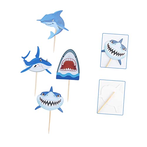 HONMEET 20pcs cupcake Decorations Mermaid Shape Topper Table Ocean Baby Favor Blue Themed Shower Ins