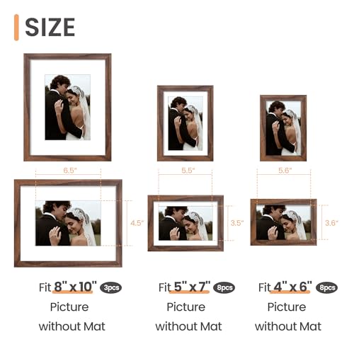 Image of upsimples Picture Frames set of 19, Including 8x10, 5x7, 4x6 Brown Frame