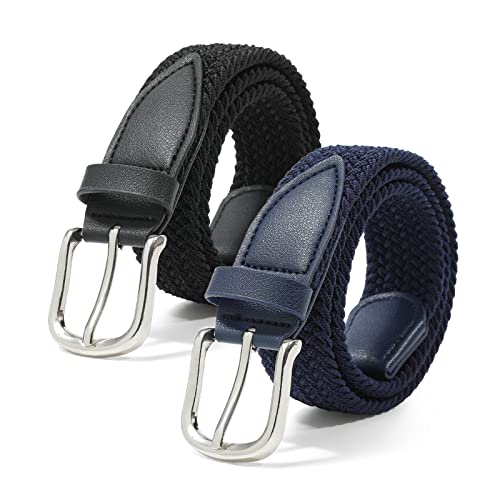 Kajeer Kinder Elastischer Geflochtener Gürtel für Jungen Mädchen - 2 Stück Unisex Flechtgürtel Stretch Stoffgürtel für Hosen Jeans