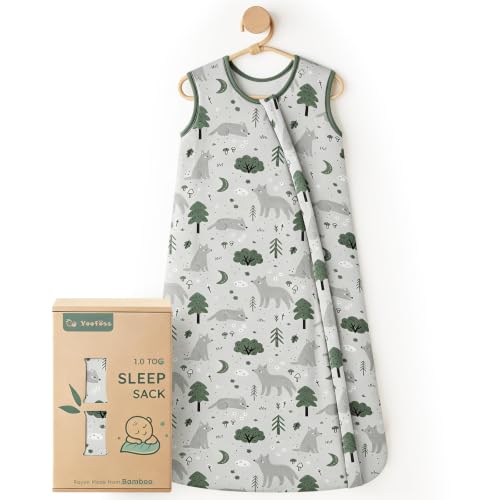 Image of Yoofoss Rayon Made from Bamboo Baby Sleep Sack 0-6 Months 1.0 Tog Baby Wearable Blanket, Super Soft Infant Toddler Sleeping Sack 2-Way Zipper
