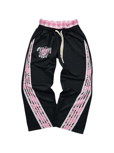 Men's Side Striped Baggy Sweatpants Graphic Drawstring Waist Wide Leg Jogging Pants Streetwear
