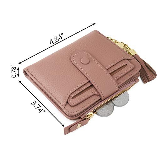 Women's Rfid Mini Soft Leather Bifold Wallet With Id Window Card Sleeve Coin Purse(Pink) #TOP4