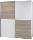 Schwebetürenschrank zerlegt Stella Trading 58-301-68 Victor 2 Schwebetürenschrank Schachbrett Eiche Sonoma Dekor, circa 170 x 195 x 63 cm, weiß