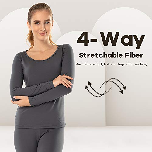 Image of MANCYFIT Thermal Underwear for Women Long Johns Set Fleece Lined Ultra Soft Scoop Neck