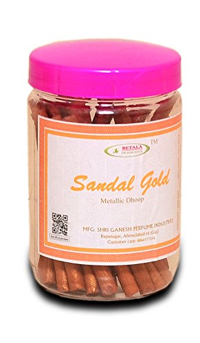 Image of BETALA FRAGRANCE Sandal Gold (Chandan) Golden Colour 200 GM dhoop Sticks for puja with dhoop Stand Holder (Sandal Gold)