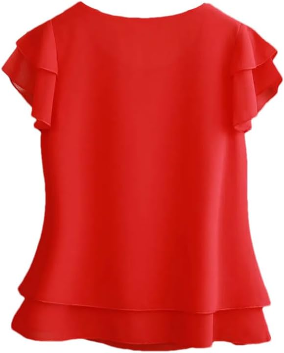 Women's Loose Round Neck Double Chiffon Shirt