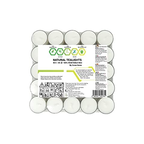 Natural Unscented Tealights 100% Rapeseed Wax Cover