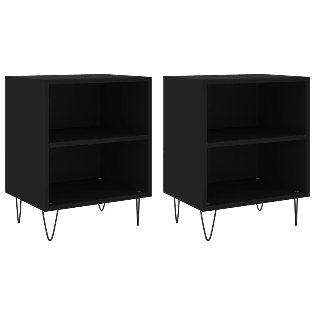 Table de chevet étroite en bois noir lot de 2 pour gagner de la place dans une petite chambre