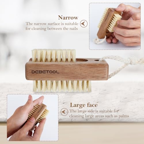 DEBETOOL Wooden Nail Brush Set 2PCS Firm Nail Brush