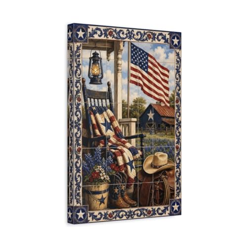 Tableau américain vintage patriotique en toile rustique de 30x45 cm