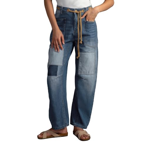 Women's Jeans Loose Fit Straight Leg Jeans with Drawstring Casual Long Pants for Women2