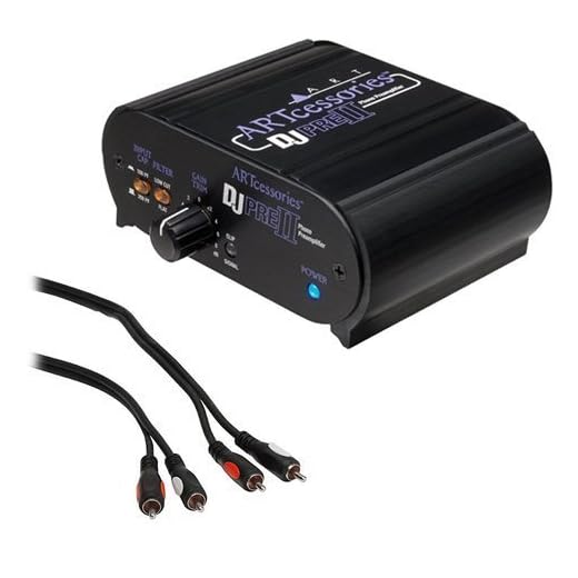 ART DJ Pre II Turntable Phono Preamplifier with RIAA EQ and a RCA Male to 2 RCA Male Audio Cable 3'