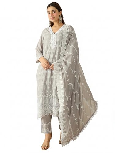 Image of INDO ERA Women Pure Cotton Kurta Set with Dupatta | Festive Suit Set, 10790