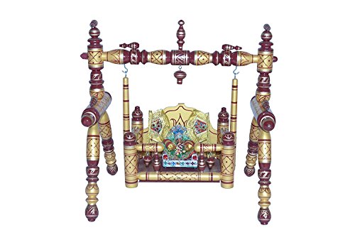 Image of Wooden Hindola Parna Krishna Jhula Foldable Beautiful Swing (Cherry Pearl Yellow), 24 x 48 x 43 Cm