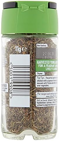 Schwartz Thyme 11 G | Jar | Pack of 6 | Premium Dried Thyme Leaves | Vibrant Flavour & Distinctive Aroma | Unique Taste with Lemon and Mint Undertones | Perfect for Seasoning Meat & Fish Dishes