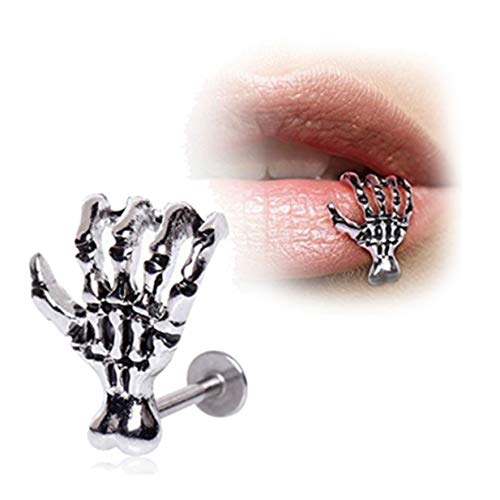 LALANG 1 pc Lip Stud Earring Skeleton Hand Ear Cuff Piercing Ring Bar Jewelry LALANG 1 pc Lip Stud Earring Skeleton Hand Ear Cuff Piercing Ring Bar Jewelry